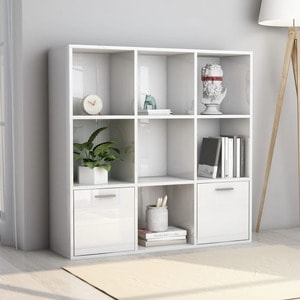 Biblioteca VidaXL, PAL, 98 x 30 x 98 cm, alb extralucios