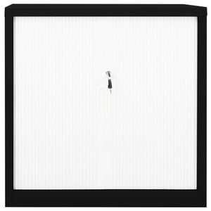 Dulap cu usa glisanta, negru si alb, 90x40x90 cm, otel