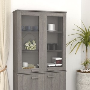 Rafturi superioare dulap, gri deschis, 85x35x100 cm, lemn pin
