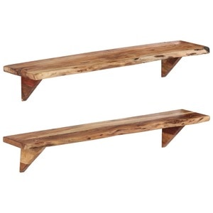 Rafturi de perete, 2 buc., 110x20x18 cm, lemn masiv de acacia