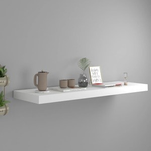 Raft de perete suspendat, alb, 80x23,5x3,8 cm, MDF