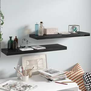 Rafturi de perete 2 buc., negru extralucios, 80x23,5x3,8 cm MDF