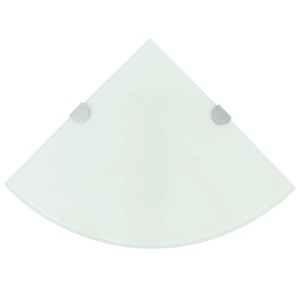 Rafturi de colt cu suporturi de crom 2 buc. alb 25x25 cm sticla
