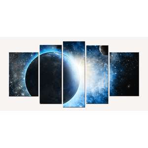 Set Tablou Startonight pe sticla acrilica Cosmos, 5 piese, luminos in intuneric, 90 cm x 180 cm
