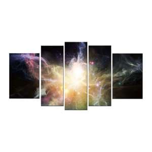 Set Tablou Startonight pe sticla acrilica Explozie Cosmica, 5 piese, luminos in intuneric, 90 cm x 180 cm