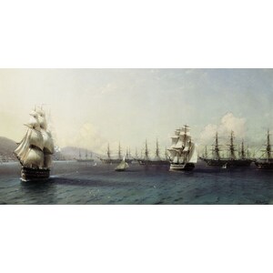 Tablou DualView Startonight Aivazovschy - Flota in Marea Neagra, 1893, luminos in intuneric, 90 x 180 cm