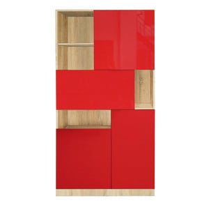 Biblioteca Giswill, pal Sonoma/ MDF Rosu acril , 1000  x 1890 x 420 mm