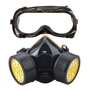 Set Ochelari si Masca de Protectie SIKS, Pentru Lucrul in Mediu Chimic, 2 Filtre de Carbon Activ, Protectie Impotriva Vaporilor, Vopselei sau Prafului, Negru