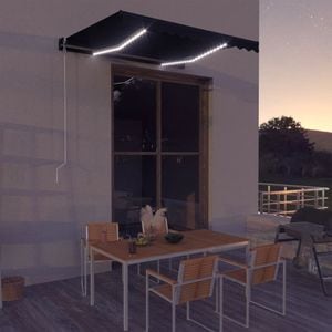 Copertina retractabila manual cu LED, antracit, 300 x 250 cm, sol-3051243
