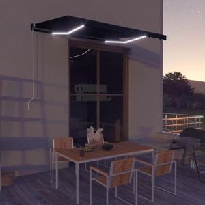 Copertina retractabila manual cu LED, antracit, 350 x 250 cm, sol-3051244