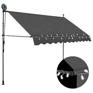 Copertina retractabila manual cu LED, antracit, 300 cm, sol-145866