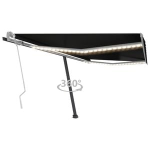 Copertina retractabila manual cu LED, antracit, 400x350 cm, sol-3069824