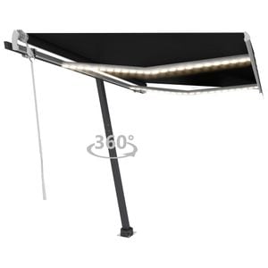 Copertina retractabila manual cu LED, antracit, 350x250 cm, sol-3069724