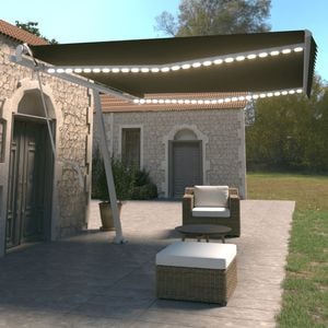 Copertina automata cu LED & senzor vant, antracit, 450x350 cm, sol-3069654