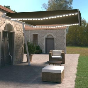 Copertina retractabila manual cu LED, antracit, 400x350 cm, sol-3069624
