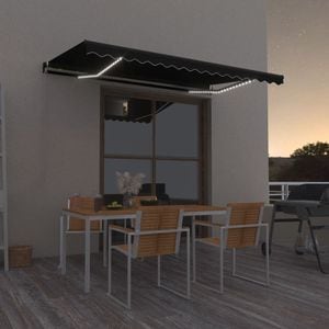 Copertina retractabila manual LED, antracit, 400x350 cm, sol-3069184