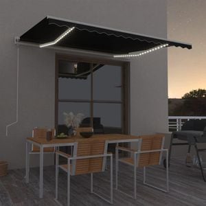 Copertina automata cu LED & senzor vant, antracit, 450x350 cm, sol-3069014