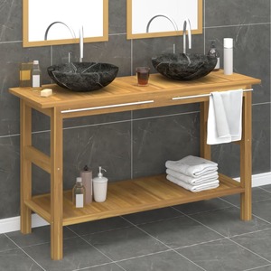 Set masca si 2 lavoare, 132 x 45 x 75 cm, maro-negru