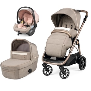 Carucior 3 in 1 Peg Perego Veloce Lounge cu Parte Sport, Landou si Cos Auto Mon Amour Bej Roz,  0 - 22 kg,