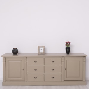 Bufet Directoire, 2 usi, lemn masiv, 219 x 51 x 78 cm, bej