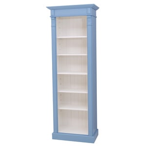 Biblioteca, Colectia Directoire, culoare exterior albastru P053, culoare interior alb murdar P039, dublu color, lemn masiv