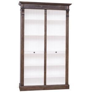 Biblioteca mare, Colectia Directoire, culoare exterior maro inchis P085, culoare interior alb P004, dublu color, lemn masiv