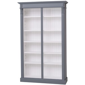 Biblioteca mare, Colectia Directoire, culoare exterior gri inchis P042, culoare interior alb P004, dublu color, lemn masiv