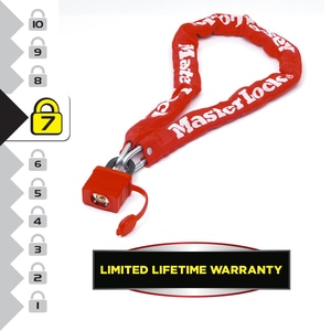 Antifurt Master Lock lant cu lacat si cheie 900 x 6mm Rosu