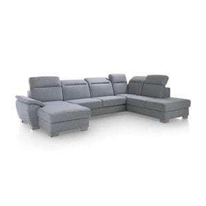 Coltar U Extensibil Cu Lada Dax, Dreapta, Tetiere Reglabile, Gri, 365 Cm