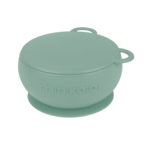 Bol Minikoioi Cu Ventuza Si Capac, 100% Premium Silicone  River Green