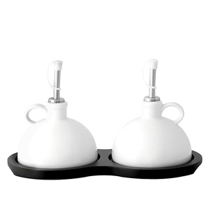 Set 2 oliviere portelan pe suport lemn