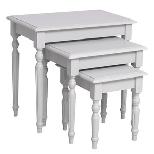 Set 3 mese cafea, culoare gri P075, vopsit, 100% lemn masiv