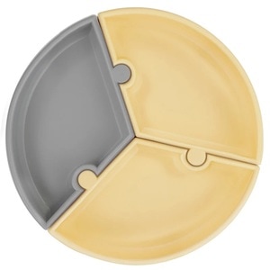 Farfurie Puzzle Minikoioi, 100% Premium Silicone  MEllow Yellow/Powder Grey