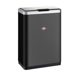 Cos de gunoi cu senzor WESCO Germany, i.Master Double, 382411-73, capacitate 2x20 litri, 2 compartimente detasabile, capac self-close, butoane senzor touch, suport fixare punga, baterii incluse, usor de curatat, negru mat