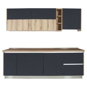 Bucatarie Evo Gri Antracit Si Natur, Front Mdf Lucios, 247.6 X 223 X 60 Cm