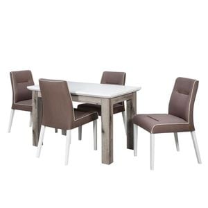 Set masa si scaune bucatarie, Fiona, 5 piese, alb