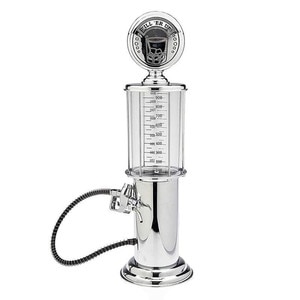 Dozator Bauturi SIKS, in Forma de Pompa Benzina,Dispenser Cu Furtun, Capacitate 950 ml, Alb/Argintiu