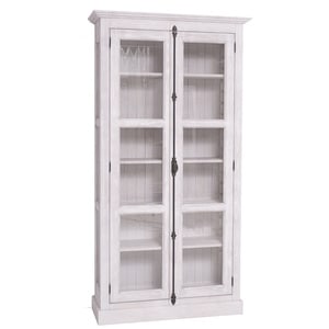 Vitrina, 2 usi, lemn masiv, 110 x 40 x 210 cm, gri
