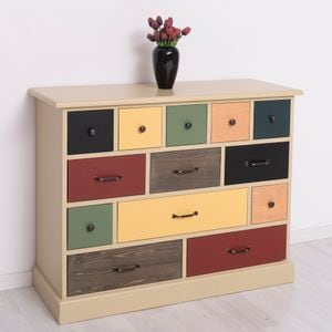 Comoda living SZEL MOB, lemn masiv, 120 x 48 x 95 cm, multicolor