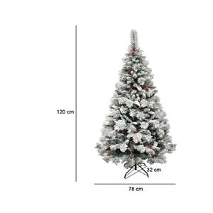 Brad artificial cu zapada in 4 dimensiuni, cu ramuri detasabile, cu talpa metalica 120 cm, Alb