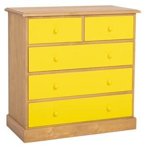 Comoda living SZEL MOB, lemn masiv, 100 x 50 x 100 cm, maro-galben