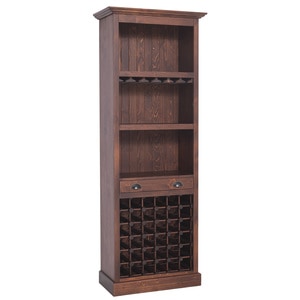 Mobilier bar cu suport sticle, lemn masiv, 78 x 41 x 210 cm, maro inchis