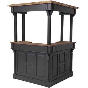Bar in forma de L cu galerie, culoare corp negru P003, culoare top maro P064, dublu color, 100% lemn masiv