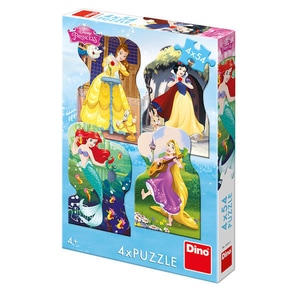 Puzzle 4 in 1 - Printesele si prieteni - 54 piese