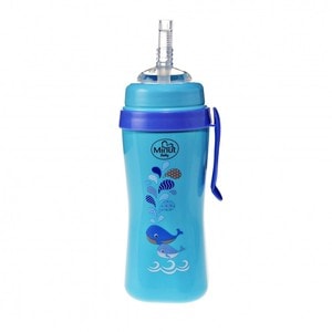 Cana anticurgere cu pai de silicon si clips de prindere, 360 ml, 6+