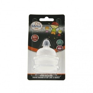Set 2 tetine silicon super fin gat larg Minut Baby 6+