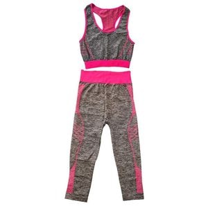 Echipament Yoga Dama SIKS, 2 piese, Colanti si Bustiera, Gri/Roz, Sport