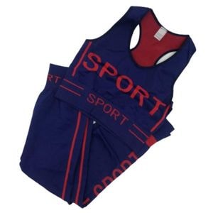 Echipament yoga SIKS dama, 2 piese, colanti si bustiera, masura M, albastru/rosu