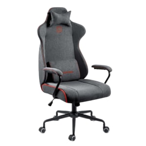 Scaun de birou DacEnergy, din material, baza metalica, 2 perne, inaltime reglabila, functia de balansare SoftSwing, ergonomic, gri