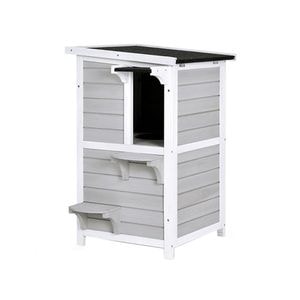 Casuta cu 2 nivele pentru pisici, 61x81,5x51 cm, gri